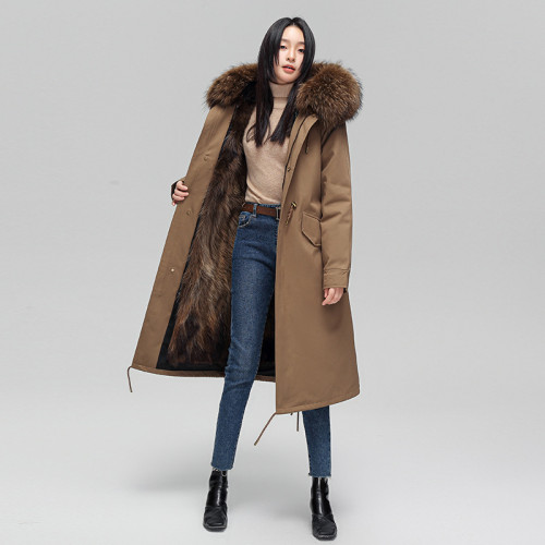 Haining Pai Overcomes Women's Fur Coat Winter Popular Young Mid length Detachable Gall Fox Fur Inner Gall
