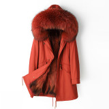 Pai Overcomes Female Imported Fox Fur Inner Liner Detachable Mid length Autumn/Winter New Fur Coat Women's Coat