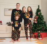 Amazon Independence Station New Christmas Parent Child Pajamas Home Furnishings Cartoon Plaid Print Long Sleeve Holiday Set