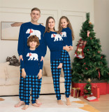 Amazon Independence Station New Christmas Parent Child Pajamas Home Furnishings Cartoon Plaid Print Long Sleeve Holiday Set