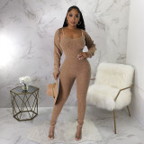 2023 Sexy Elegant Long Sleeve Ribbed Workout Womens Jumpsuits Playsuits