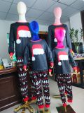 Amazon Independence Station New Christmas Parent Child Pajamas Home Furnishings Cartoon Plaid Print Long Sleeve Holiday Set