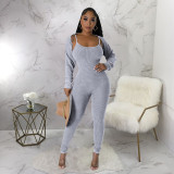 2023 Sexy Elegant Long Sleeve Ribbed Workout Womens Jumpsuits Playsuits