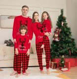 Amazon Independence Station New Christmas Parent Child Pajamas Home Furnishings Cartoon Plaid Print Long Sleeve Holiday Set