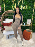 European and American Autumn and Winter New High Quality Pit Stripe Elastic Slim Fit Sexy Wrapped Chest One Piece Pants