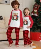 Amazon Independence Station New Christmas Parent Child Pajamas Home Furnishings Cartoon Plaid Print Long Sleeve Holiday Set