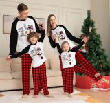 Amazon Independence Station New Christmas Parent Child Pajamas Home Furnishings Cartoon Plaid Print Long Sleeve Holiday Set