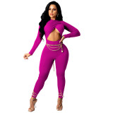 Amazon AliExpress Autumn and Winter New Cross border Sexy Cross Strap Solid Color Jumpsuit from Europe and America