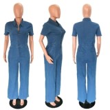 Ready to ship S-2XL plus size autumn clothes for women denim jeans ladies one piece jumpsuit