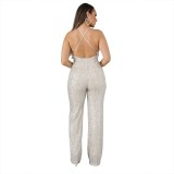 GIMILY oem custom The New Cross border sequin thick material jumpsuit for women glitter with very popular