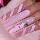 Cross border Christmas wearing nails, long style nail patches, Christmas fake nails, long style European and American style nail patches wholesale