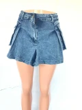 Mini Washed Jeans Skirts Pleated Skirt With Pockets For Girls Women's Denim Skirts