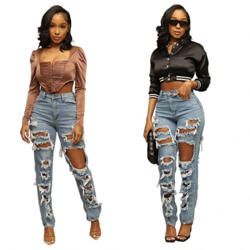 With Cotton Ribbed Jean Pants Women Clothing Summer Trousers Solid Loose Jean Wide Leg Pants for Ladies