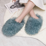 New woolen cotton mop home imitation wool plush thickened anti slip sole woolen mop women's autumn and winter fashion slippers