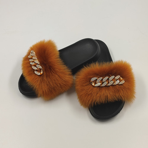 European and American New Summer Imitation Fox Hair Soft Toe Slippers for Home Beach Couples with Fur and Fur Slippers for Women