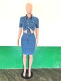 Wholesale boutique S-2XL sexy denim jeans hollow out woman clothes women's dresses