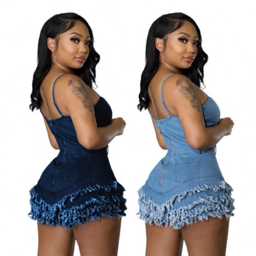 Trendy Cotton Short One Piece Jumpsuit Women Summer Jeans Bodysuit Rompers For Sexy Ladies Denim Womens Playsuit &Jumpsuit