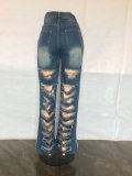 3XL Distressed Women Broken Hole Jeans High Street Hip Hop High Waist Micro Flare Loose Trousers Washed Ripped Jeans Pants