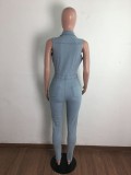 China factory Denim slim fit jumpsuit sleeveless jumpsuit Women's denim Romper Jumpsuit