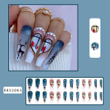 Cross border Christmas wearing nails, long style nail patches, Christmas fake nails, long style European and American style nail patches wholesale