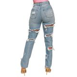 With Cotton Ribbed Jean Pants Women Clothing Summer Trousers Solid Loose Jean Wide Leg Pants for Ladies