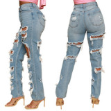 With Cotton Ribbed Jean Pants Women Clothing Summer Trousers Solid Loose Jean Wide Leg Pants for Ladies