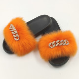 European and American New Summer Imitation Fox Hair Soft Toe Slippers for Home Beach Couples with Fur and Fur Slippers for Women