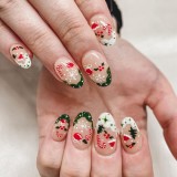 Cross border Christmas wearing nails, long style nail patches, Christmas fake nails, long style European and American style nail patches wholesale