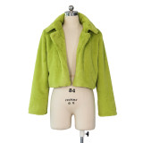 Amazon Wish Dunhuang Hot Selling European and American Autumn and Winter Loose Artificial Fur Cardigan Short Jacket Plush Coat