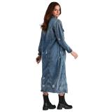 Women's ripped long-sleeved denim windbreaker jacket cardigan denim coat casual denim women's clothing