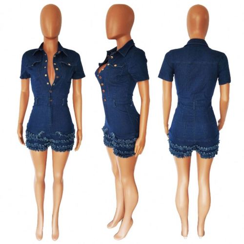 Piece Jumpsuit Tassel Jeans  Rompers Women Clothing Wholesale Summer Jeans Jumpsuit For Ladies