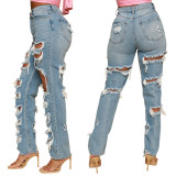 With Cotton Ribbed Jean Pants Women Clothing Summer Trousers Solid Loose Jean Wide Leg Pants for Ladies