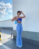Trendy high-waisted high-slim straight-leg denim trousers leg openings drooping trousers women flare jeans