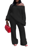 Cross border Supply New European and American Women's Casual Solid Color Loose Knitted Set