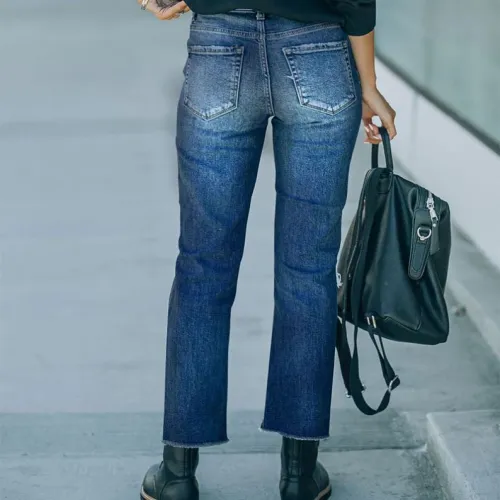 women's jeans high waist flap pocket cargo denim jeans women's cargo pants jeans
