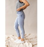 New arrival casual vintage ripped hole denim pencil pants cotton high waist jeans for women