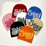 Wholesale Unisex Knitted Custom  Acrylic Jacquard  Double Side Jacquard Reversible Beanies hats sample