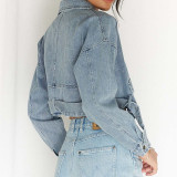 Fashionable new street style ladies jean jacket with polo neck wholesale and professional design