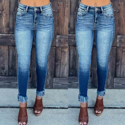 New Arrivals Low Waist Ripped Jeans Pants for women Pockets Cargo Denim Pants