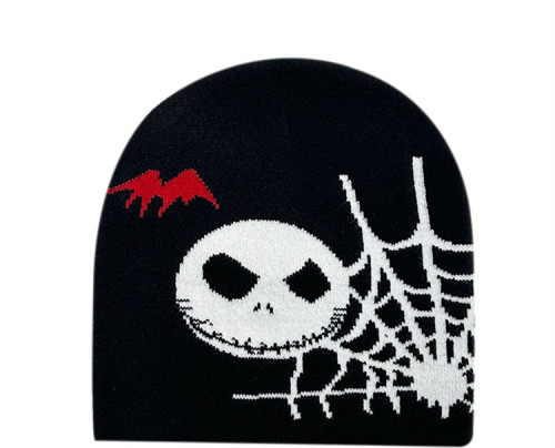 new Halloween party pirate Skull Jacquard knit hat pumpkin ghost face spider web yarn cold hat