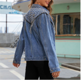 Lapel Vintage Versatile Fashion Women's coatAutumn New Rivet Raw Edge tassels Solid Color Casual Jean jacket