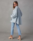 autumn rivet lapel washed raw edge denim jacket women casual jacket casual denim tops for women