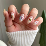 Wearing armor in Europe and America, Christmas gift collection, cotton gloves, snowflake hand lights, nail art set, fake nail patches