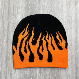 personalized flame beanies wholesale knit jacquard acrylic knit beanie logo custom adult halloween beanies