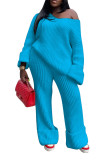 Cross border Supply New European and American Women's Casual Solid Color Loose Knitted Set
