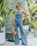 New autumn ins style women's denim jumpsuits washed one-piece rompers patchwork plus size fashion denim jumpsuits