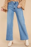 New arrival street trend wash loose denim wide leg pants high waist straight jeans for women