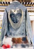 ecoparty  Fall Fashion Ladies Denim Short Jacket With Rhinestone Fringe Loose Jacket Top