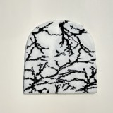 New Black and White Butterfly Knit Hat Warm Black Knit Hat