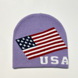 Custom label event gift jacquard American flag unisex acrylic USA flag beanies